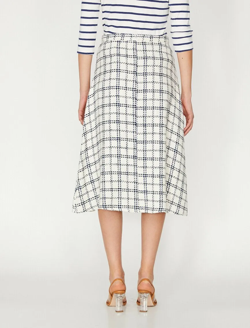 12013 Fawn Check Midi Skirt