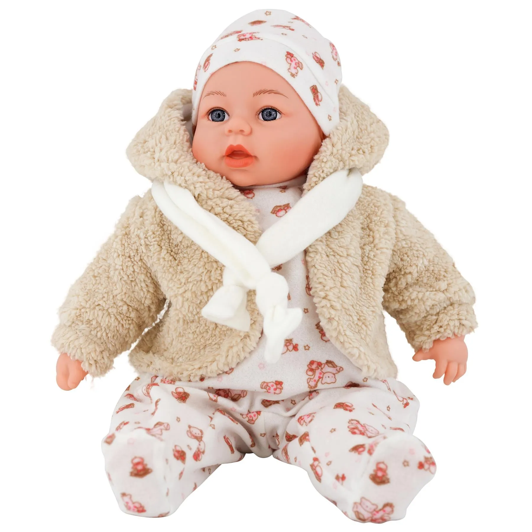 18" Girl Doll In Beige Coat