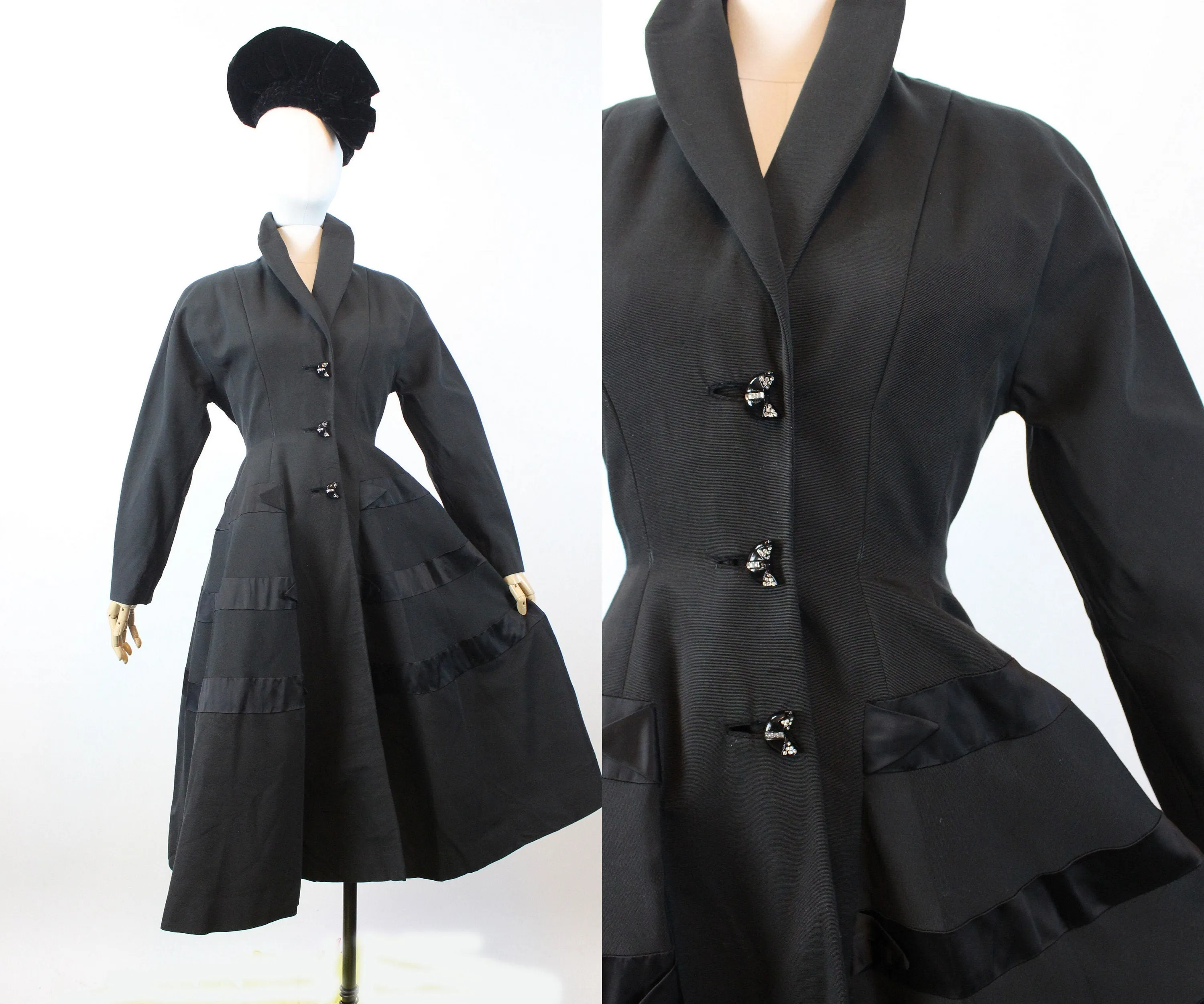 1950s PRINCESS faille dolman sleeve coat xs | new winter