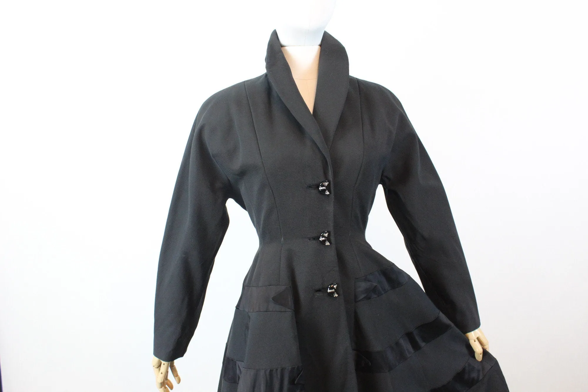 1950s PRINCESS faille dolman sleeve coat xs | new winter