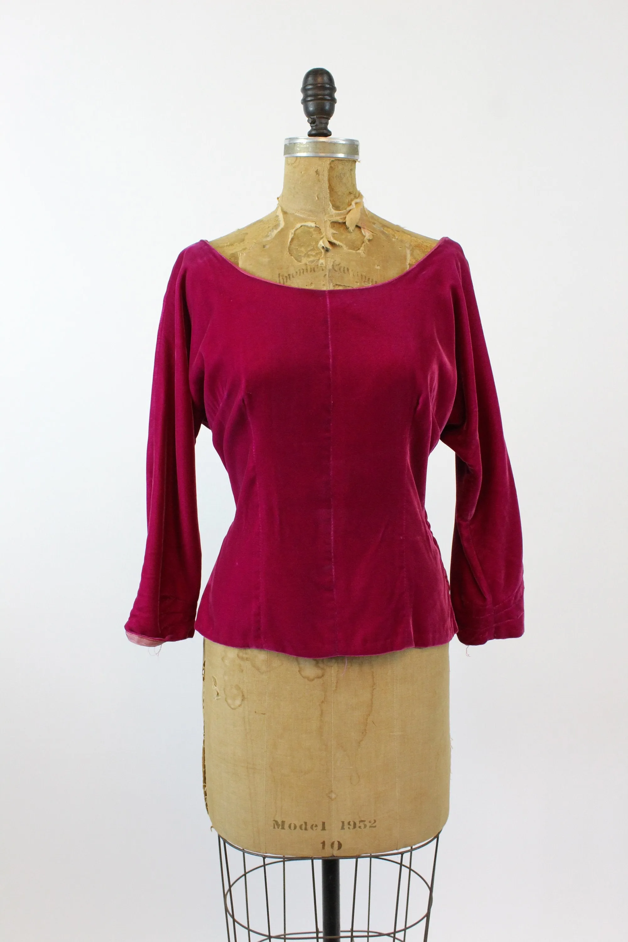 1950s two piece silk velvet skirt top xs | new winter