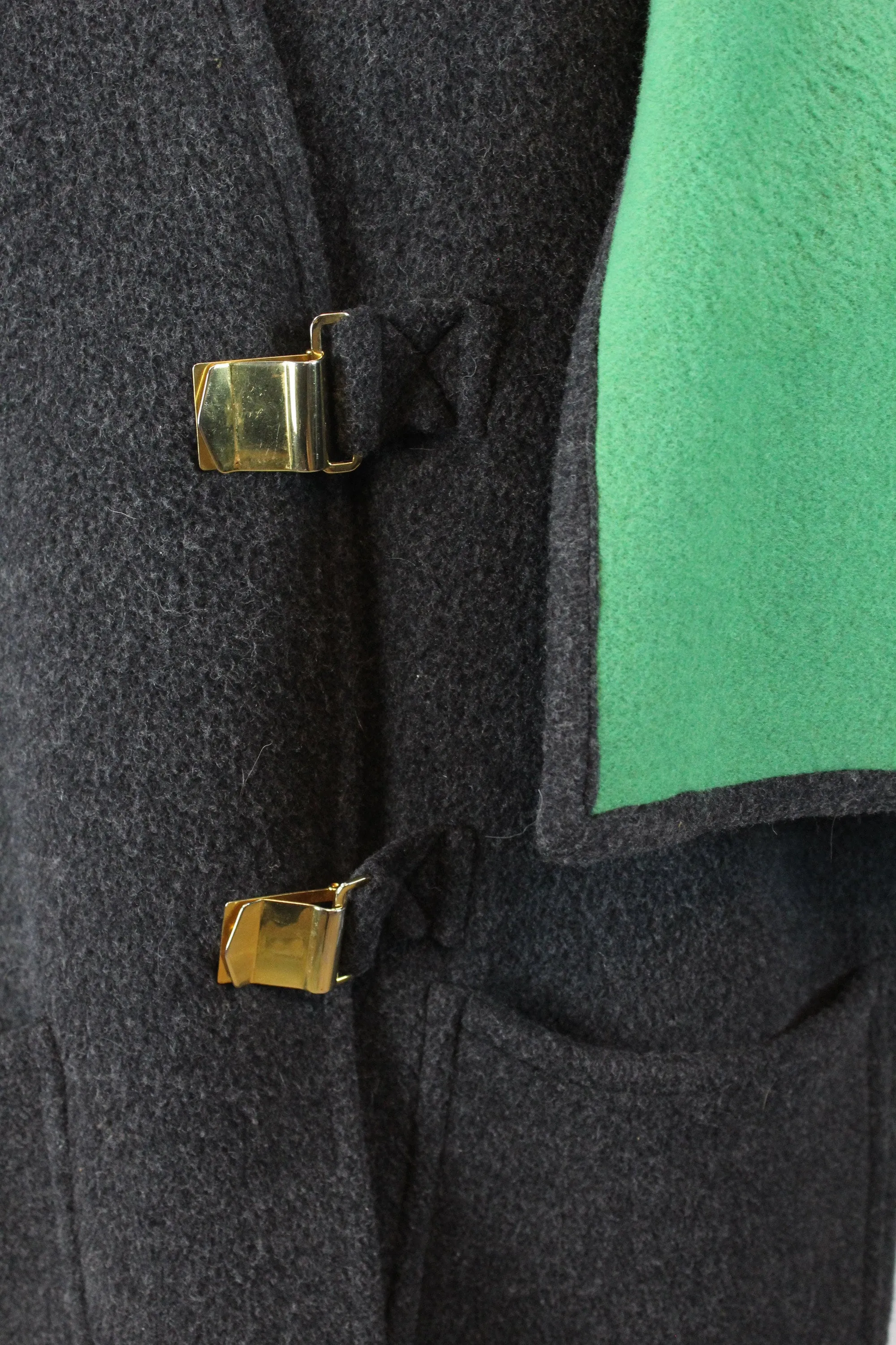 1960s double faced GREEN GRAY gold buckle coat small - large | new winter