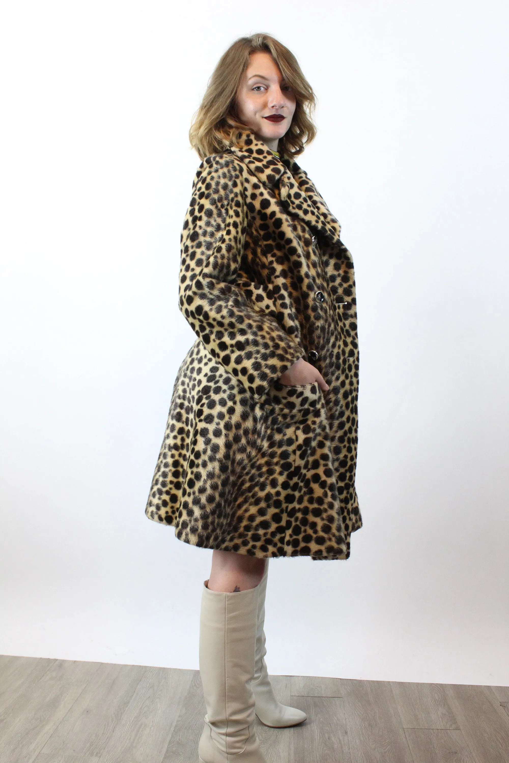 1960s faux LEOPARD print coat small medium | new fall