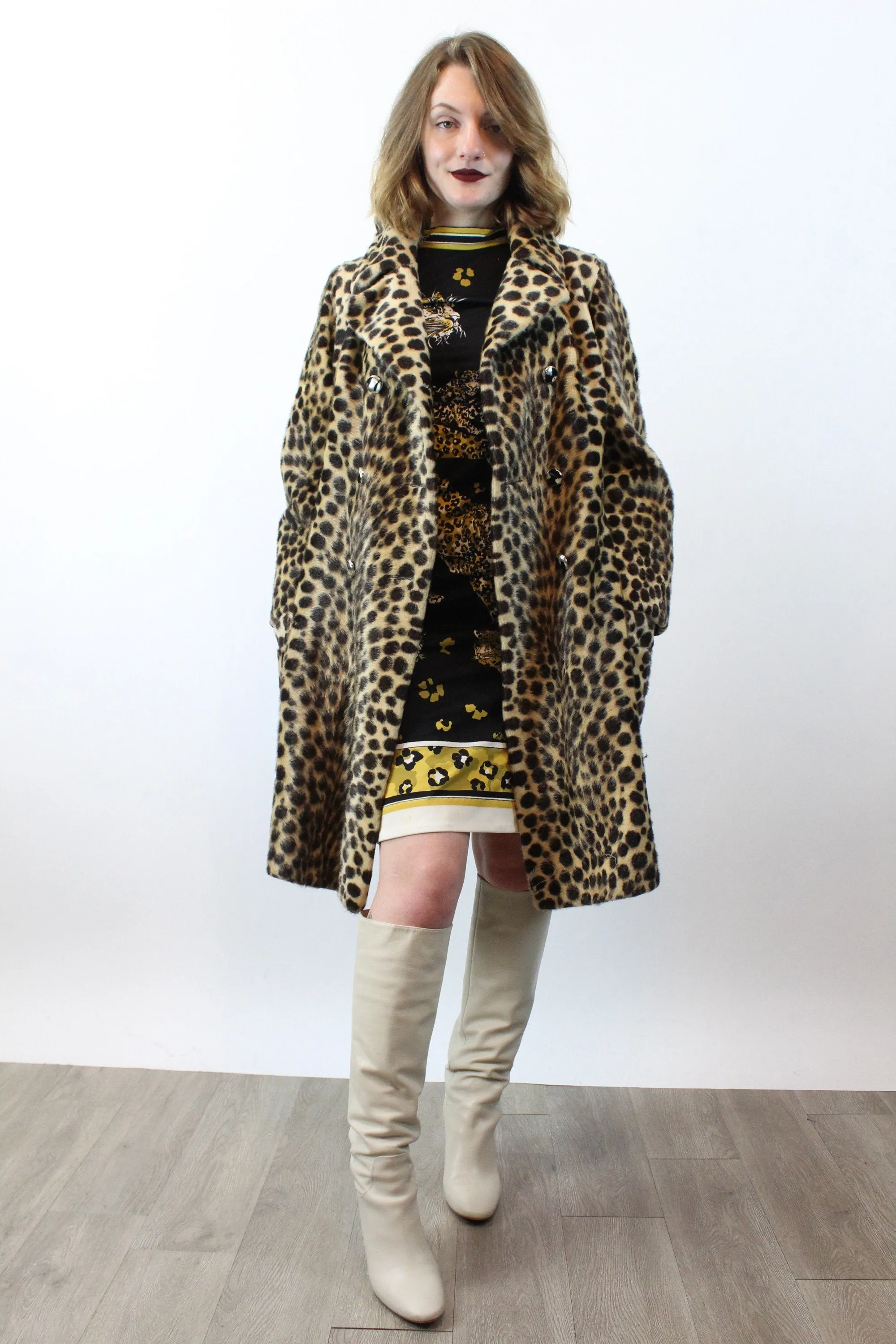 1960s faux LEOPARD print coat small medium | new fall