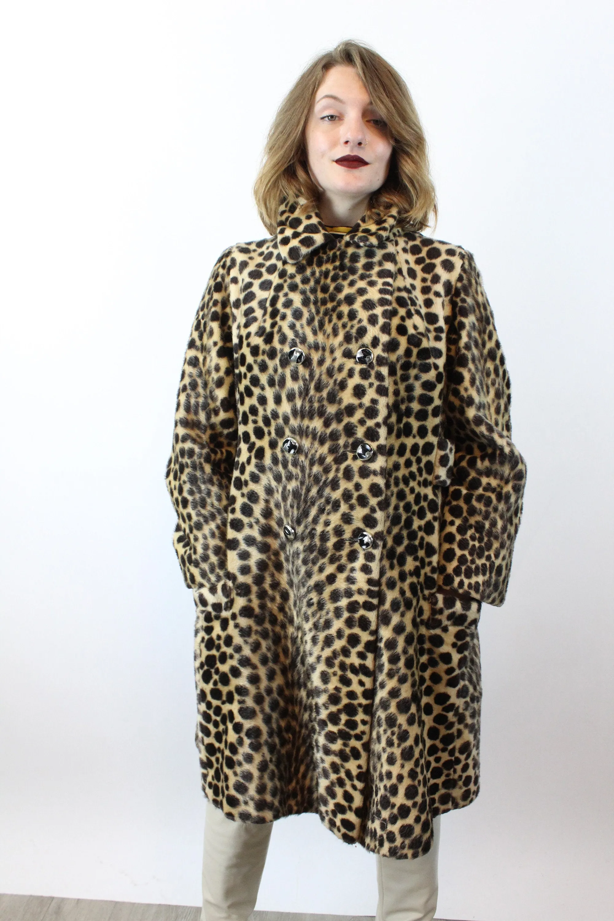 1960s faux LEOPARD print coat small medium | new fall