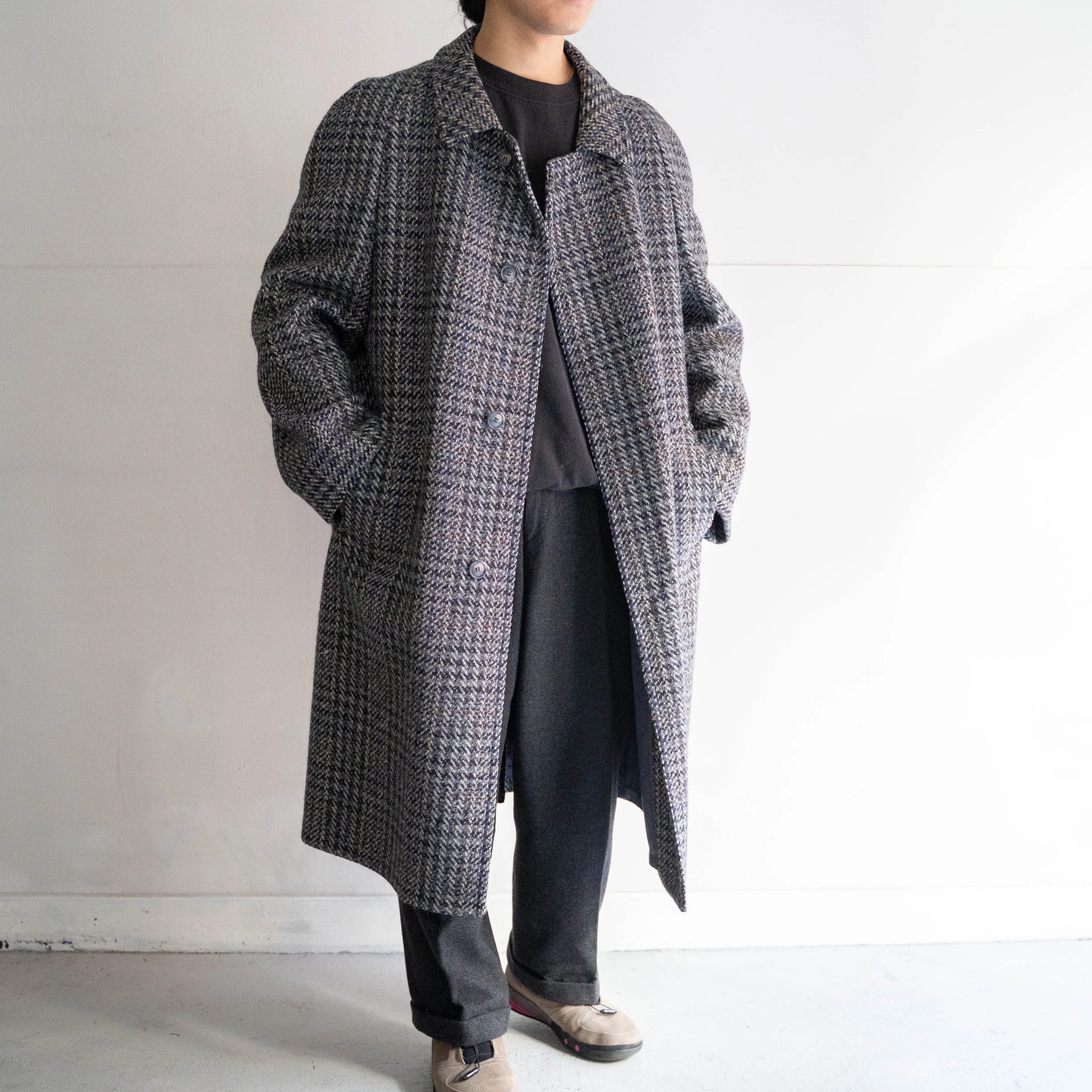 1970-80s France blue based tweed coat 'mint condition'