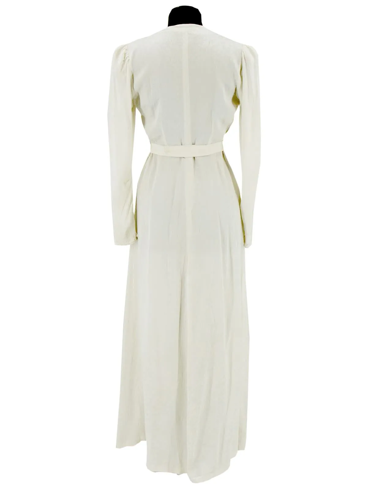 1970s Vintage Ivory Damask Silk Maxi Dress