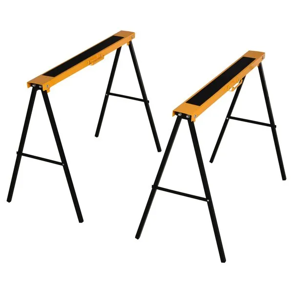 2 PCS Steel Non-Slip Saw Horse - Black/Yellow