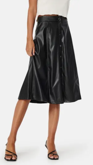 4-A1224 Vibrawn Faux Leather Skirt Black