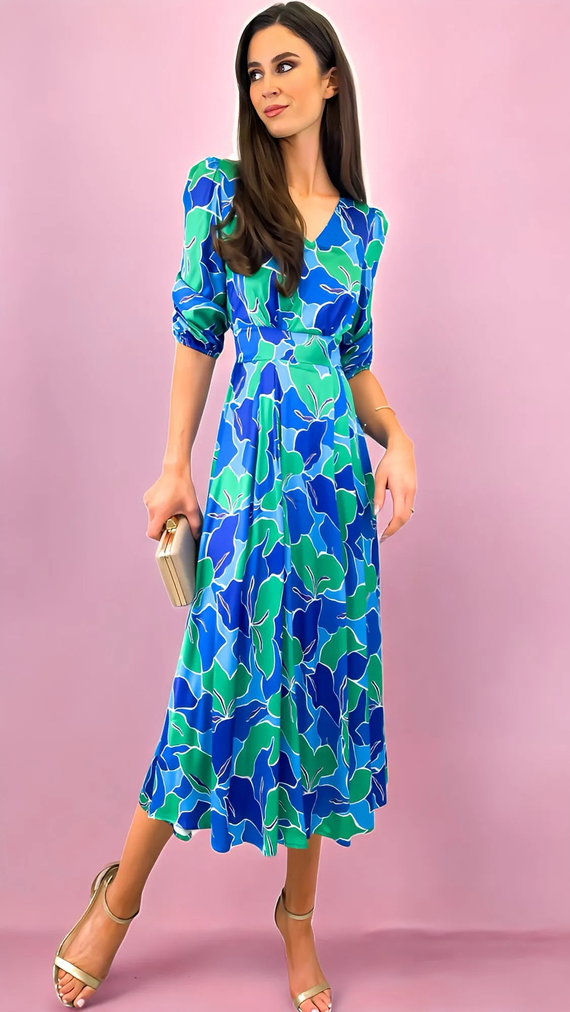 A1682 Audrey Midi Dress Blue Print