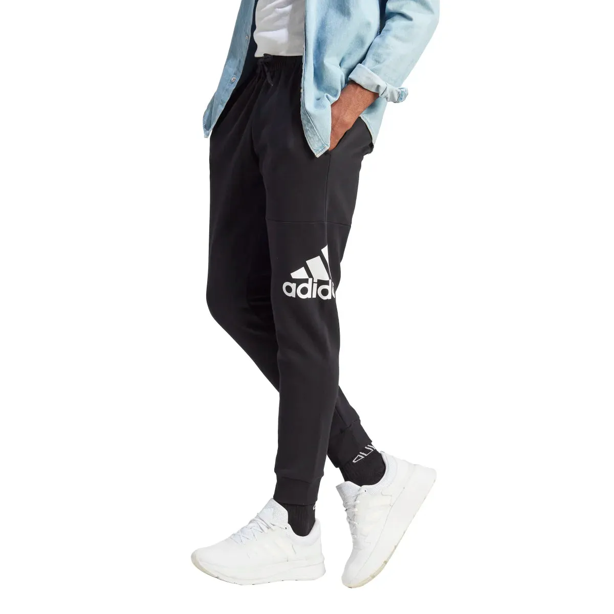 adidas Men's Essentials Fleece Tapered Cuff Big Logo Joggers