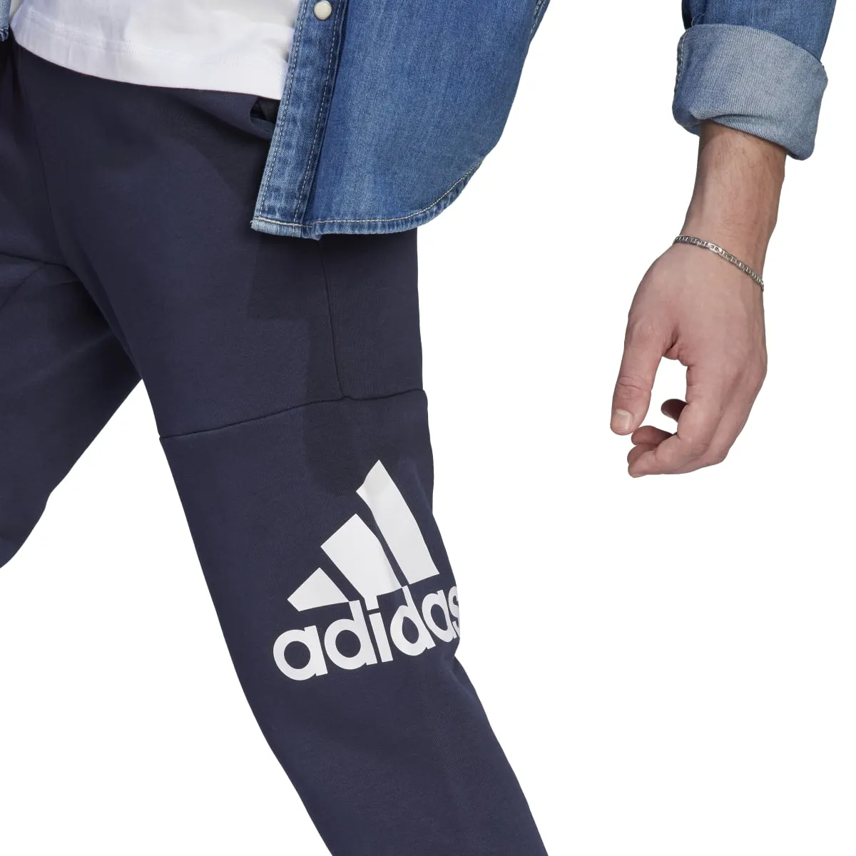 adidas Men's Essentials Fleece Tapered Cuff Big Logo Joggers