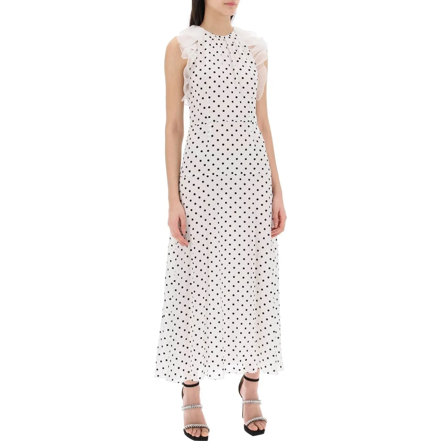 Alessandra Rich sleeveless maxi dress in polka