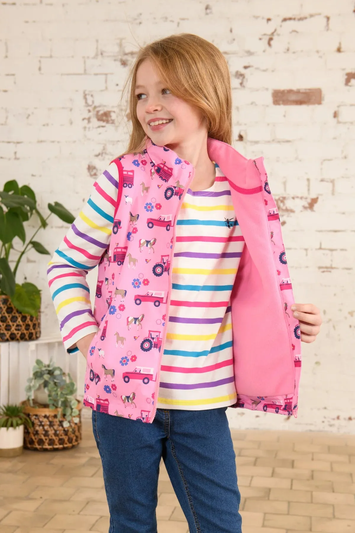 ALEX GILET - BLUSH PINK FARM PRINT