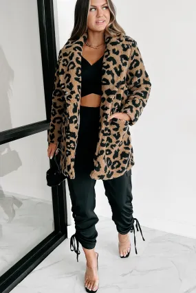 All About The Attention Teddy Sherpa Leopard Coat (Brown)