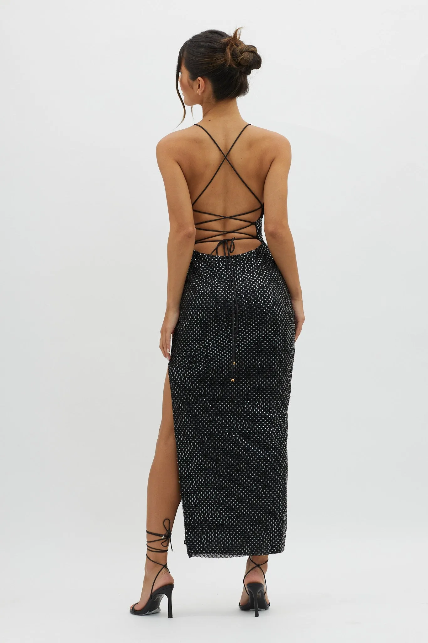 Alysia Plunging Halterneck Maxi Dress Black