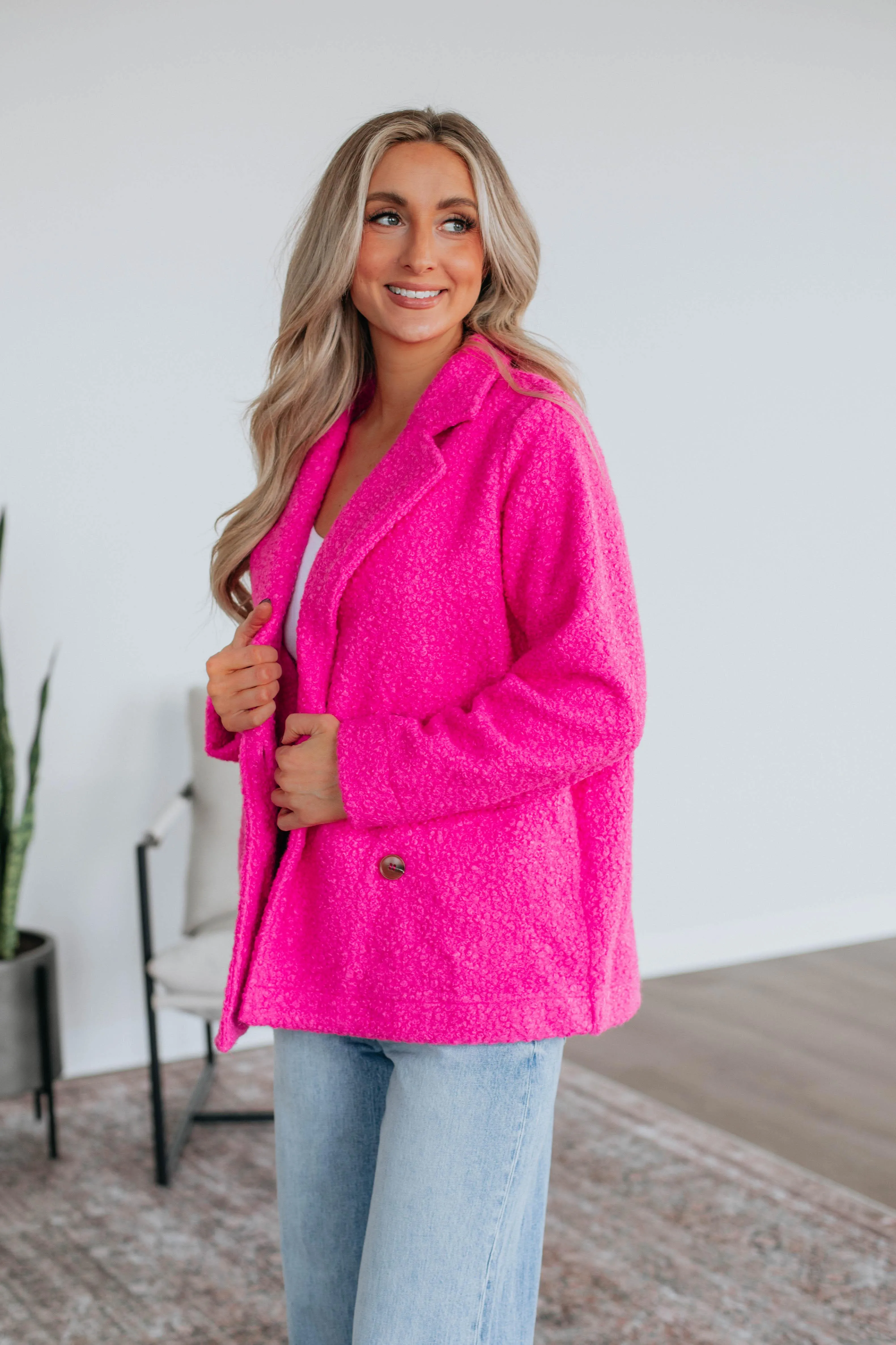 Ania Teddy Coat - Fuchsia