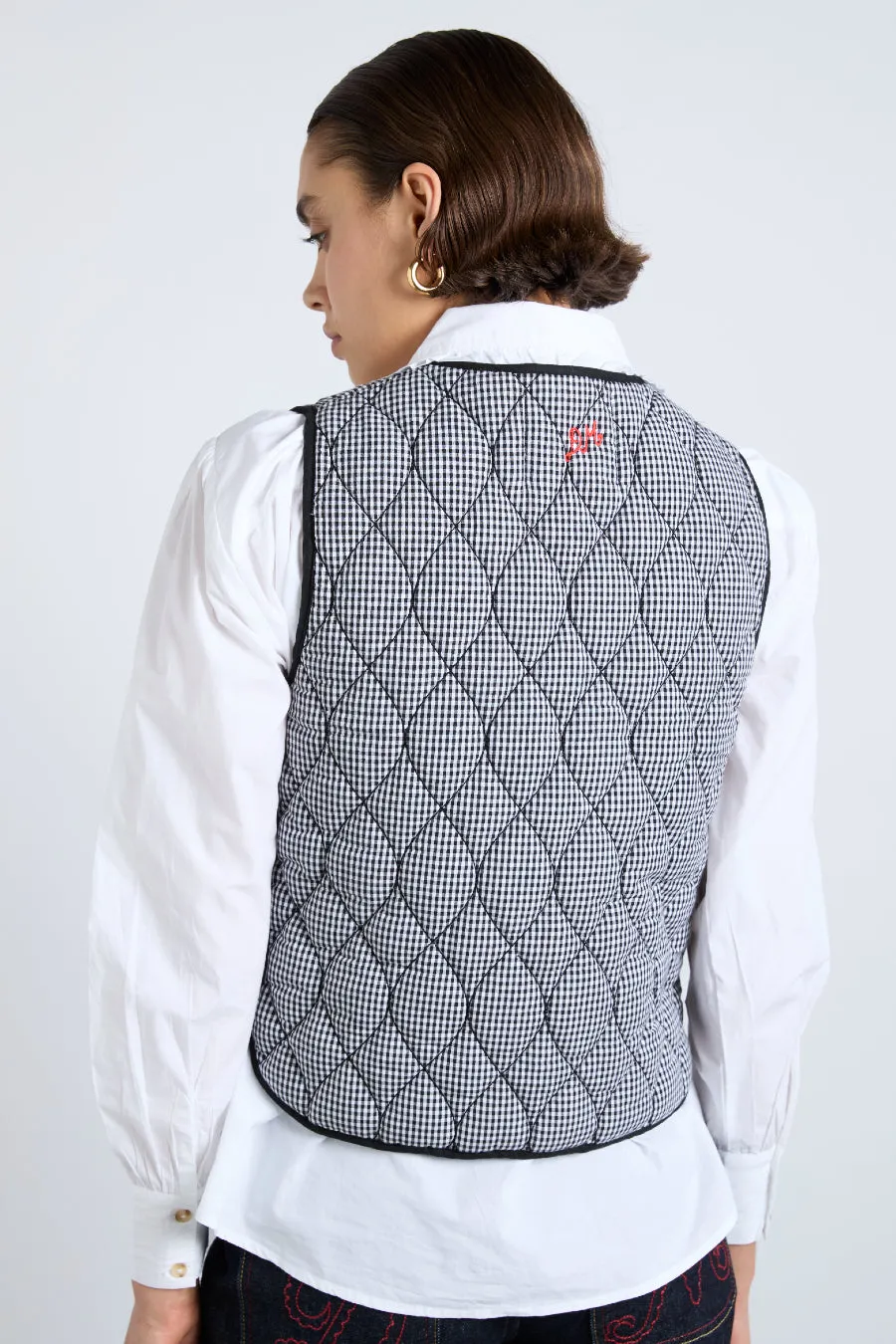 arte reversible gilet - black gingham