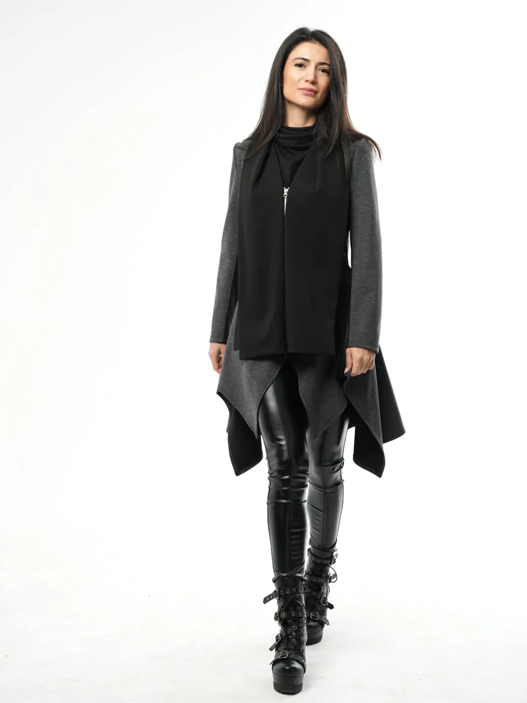 Asymmetric Coat With Scarf