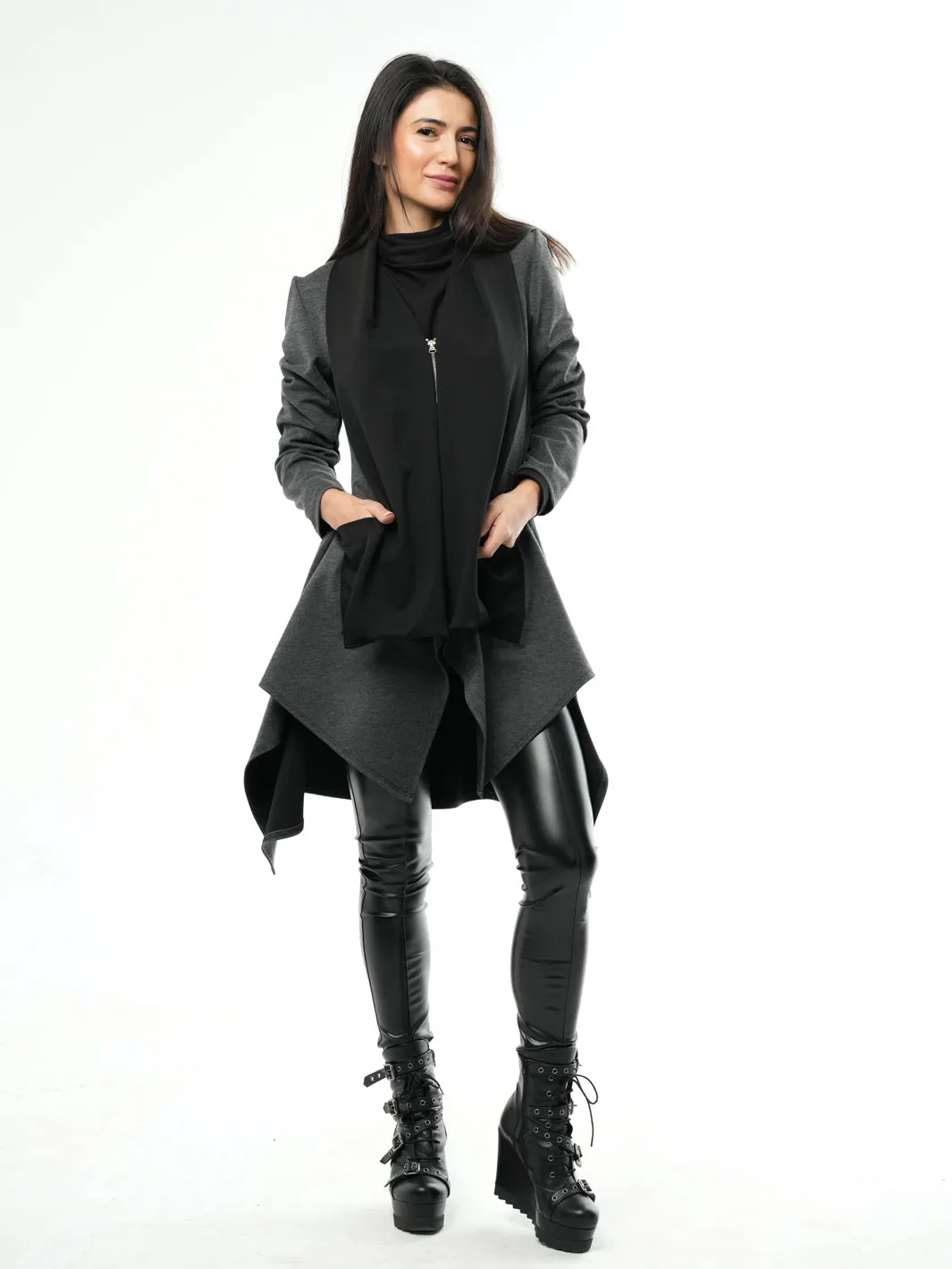 Asymmetric Coat With Scarf