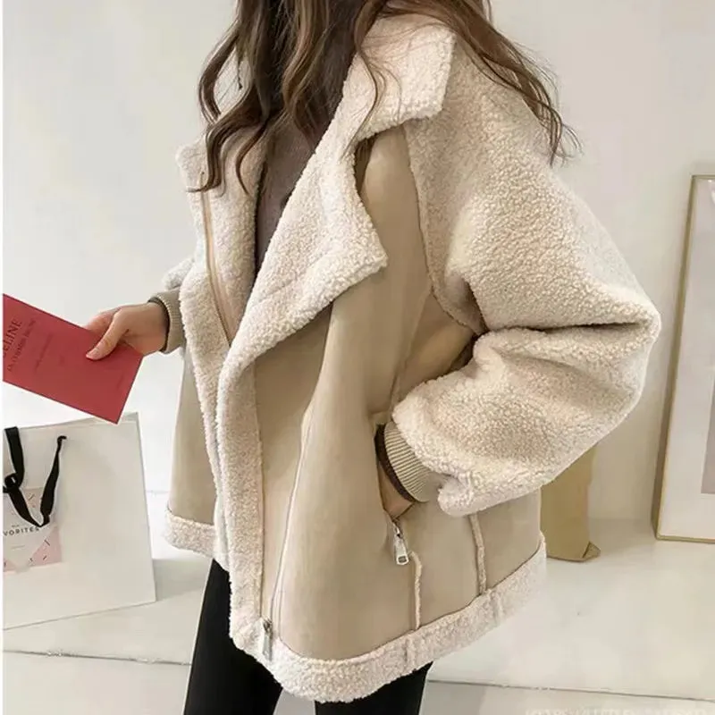 Autumn Winter Women's Coats . Casual Loose Patchwork Outerwear . Jacket Women