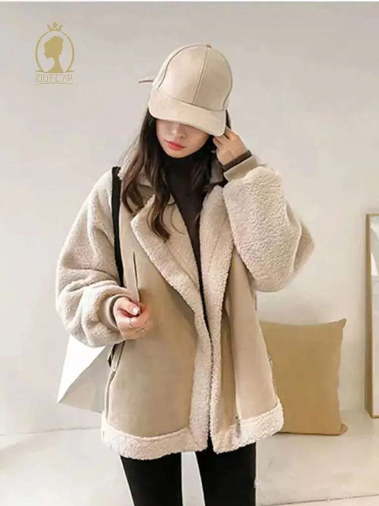 Autumn Winter Women's Coats . Casual Loose Patchwork Outerwear . Jacket Women