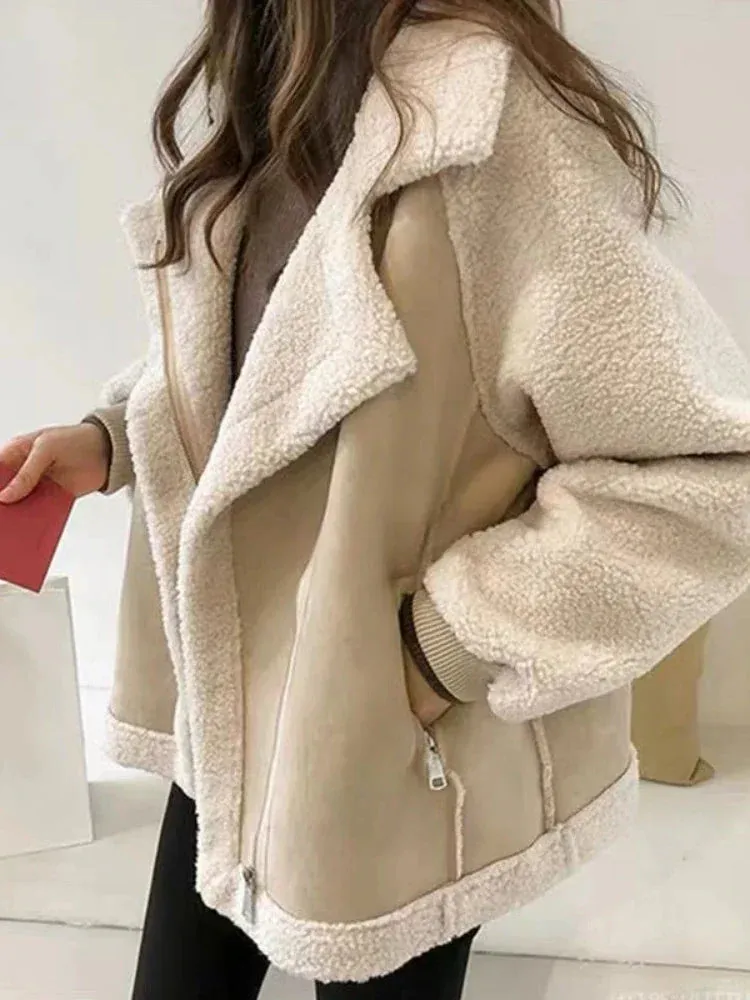 Autumn Winter Women's Coats . Casual Loose Patchwork Outerwear . Jacket Women