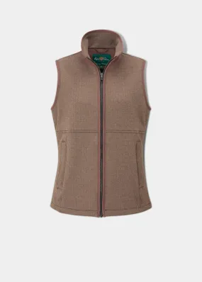 Aylsham Ladies Fleece Gilet In Brown Herringbone - Regular Fit