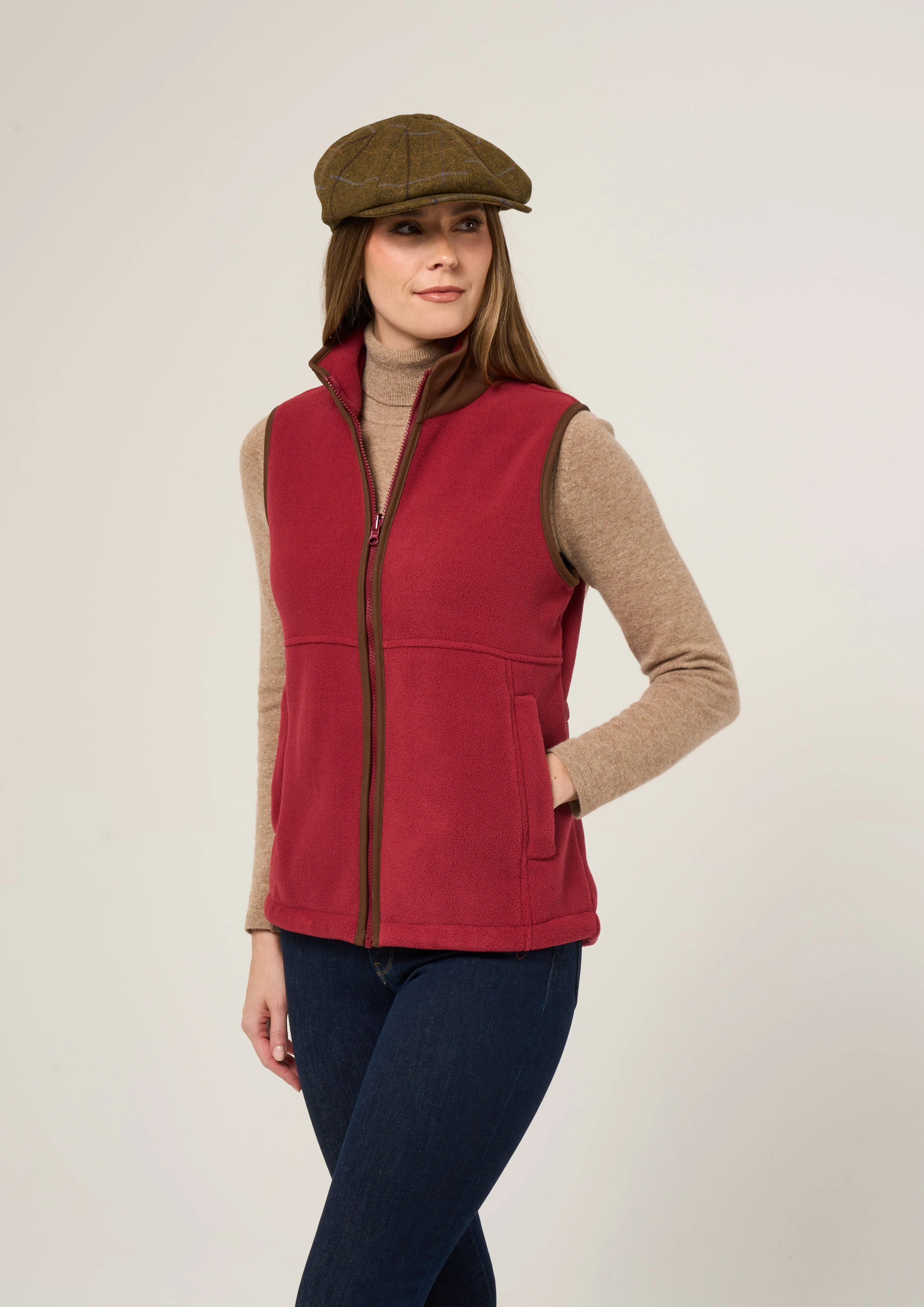 Aylsham Ladies Fleece Gilet In Cranberry - Regular Fit