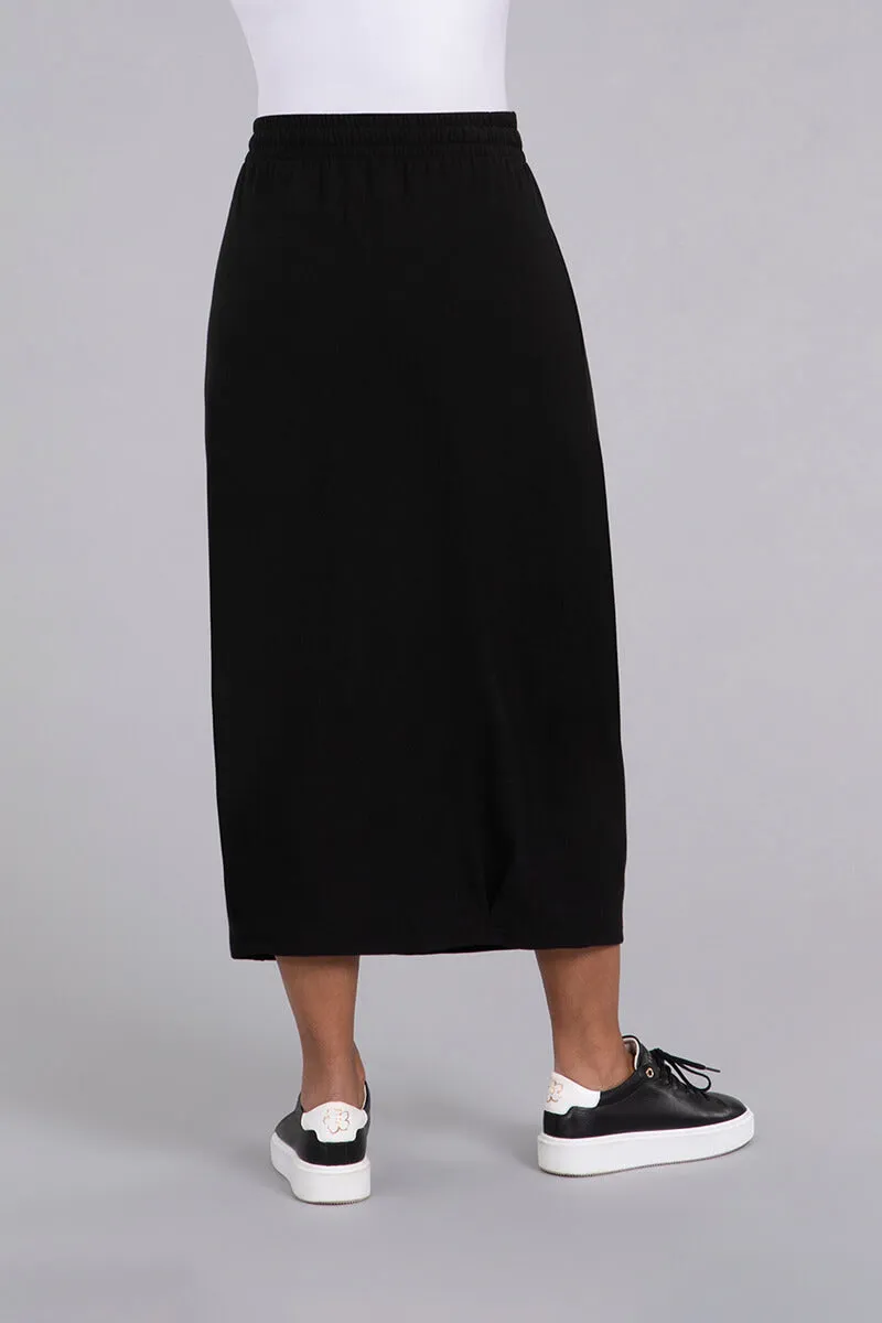 Bamboo Fleece Pleat Hem Skirt | Black