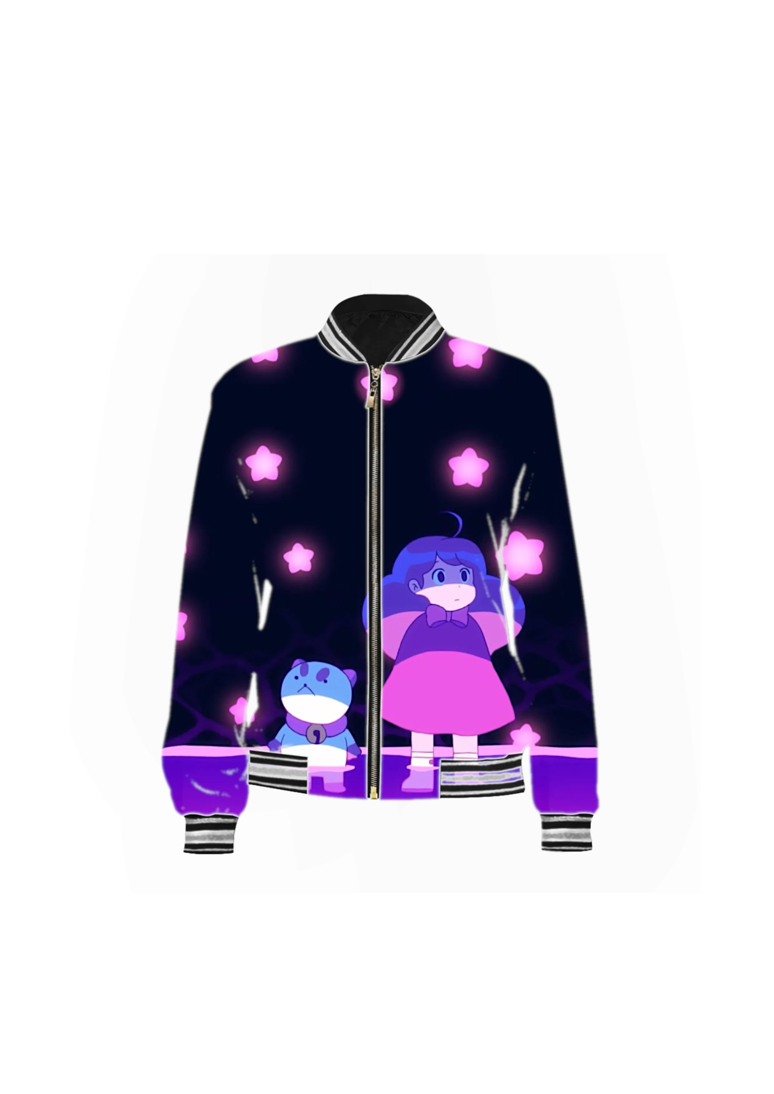 Bee and Puppycat Varsity Jacket, Women's Jacket, Cute Cartoon Outerwear, Gift for Her, Spring Fashion, Anime Fan Apparel