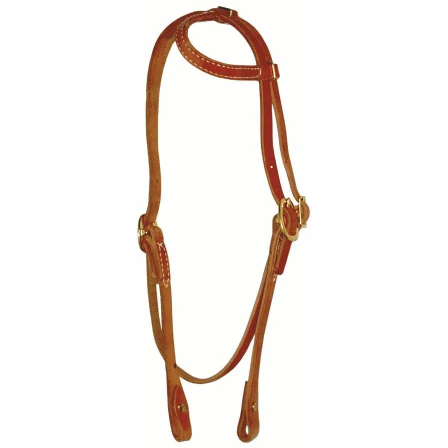 Berlin Custom Leather Sliding One Ear Headstall with Throatlatch and Chicago Screws