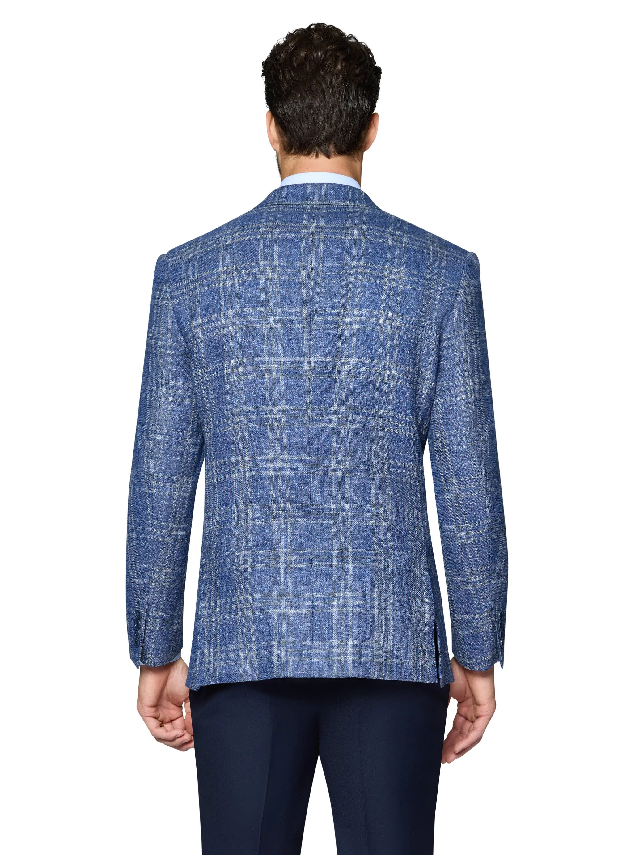 Berragamo Wool Sport Coat Modern Fit - Blue Plaid