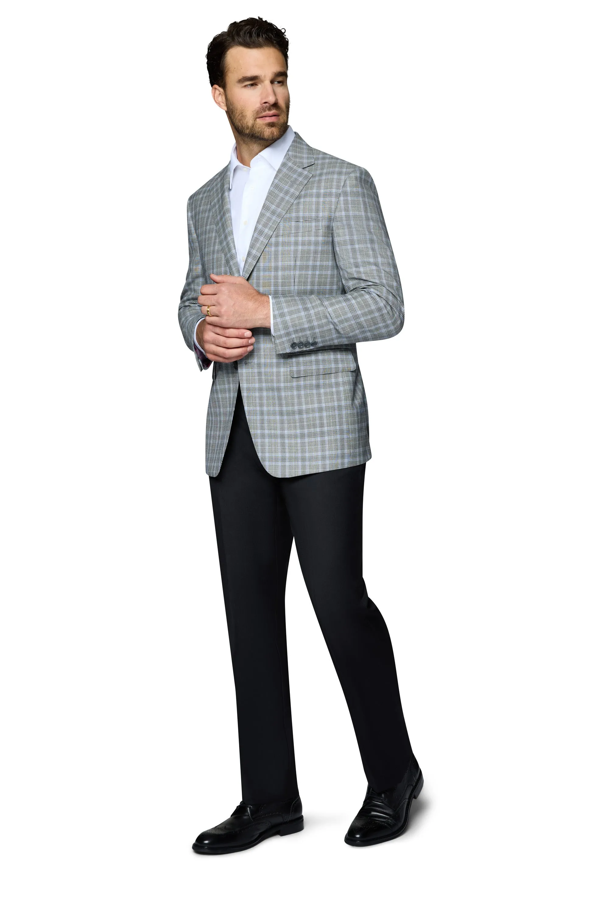 Berragamo Wool Sport Coat Modern Fit - Grey Plaid