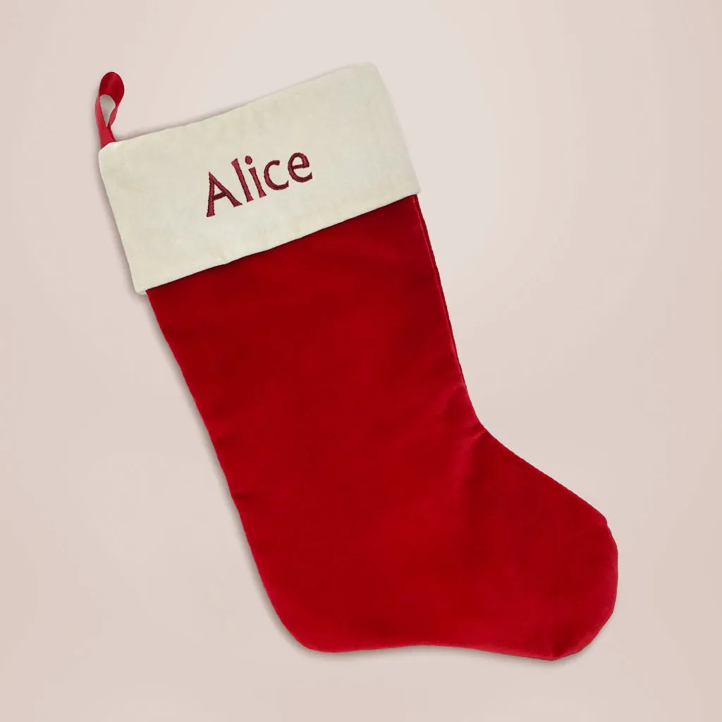 Bertie Bear’s Personalised Christmas Stocking in Red