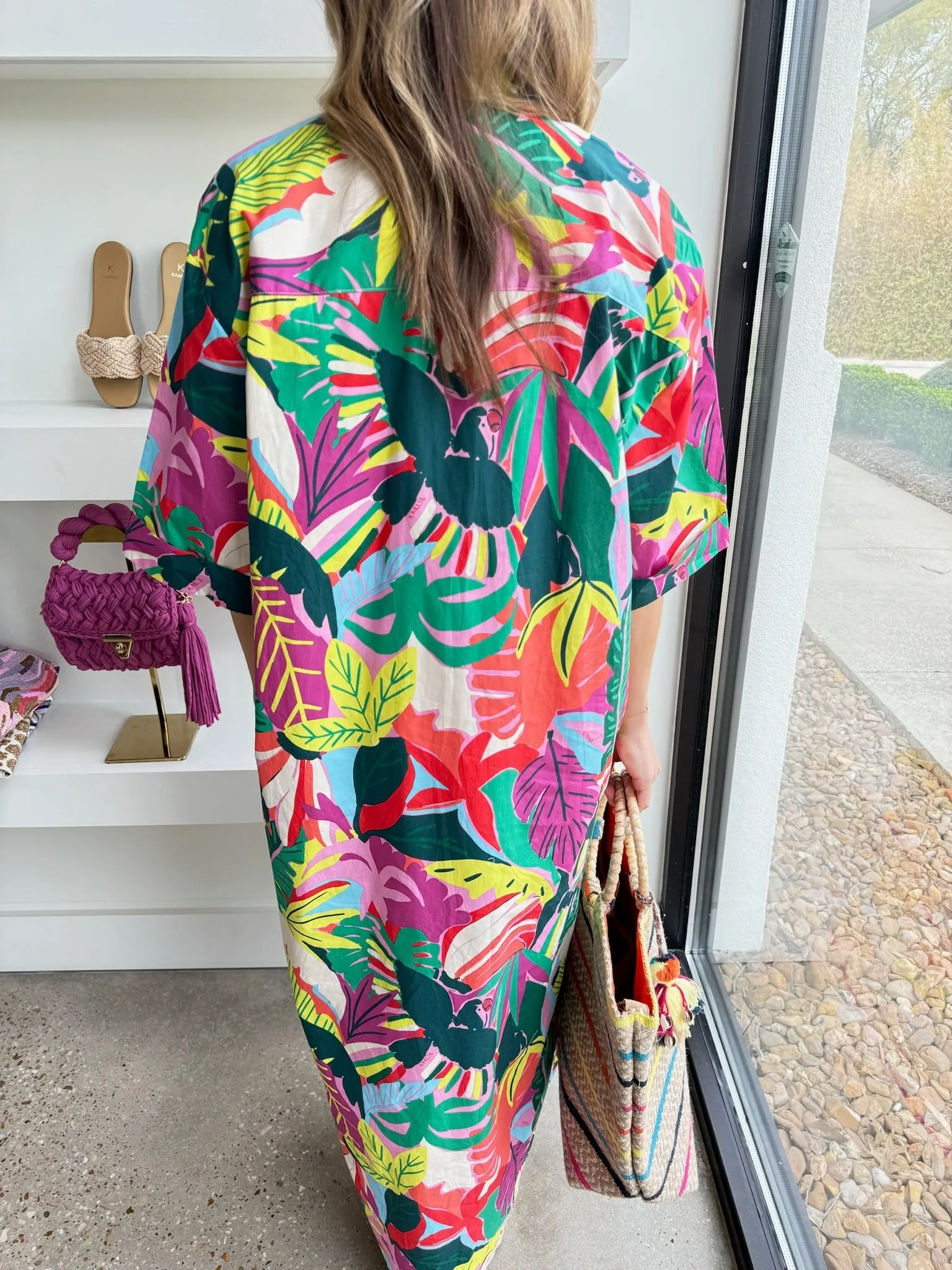 Birds Of Paradise Maxi Shirt Dress