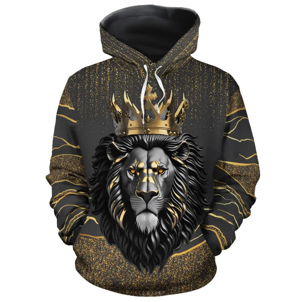 Black and Gold Lion All-over Hoodie And Joggers Set