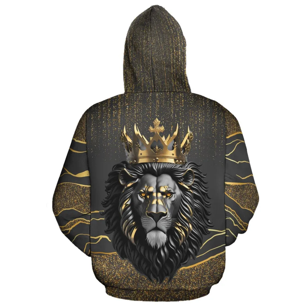 Black and Gold Lion All-over Hoodie And Joggers Set