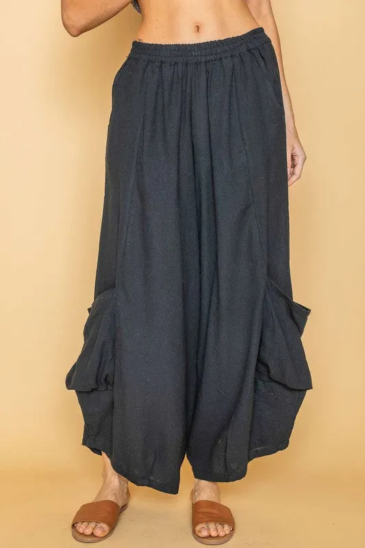 Black Boho Style Cargo Pants