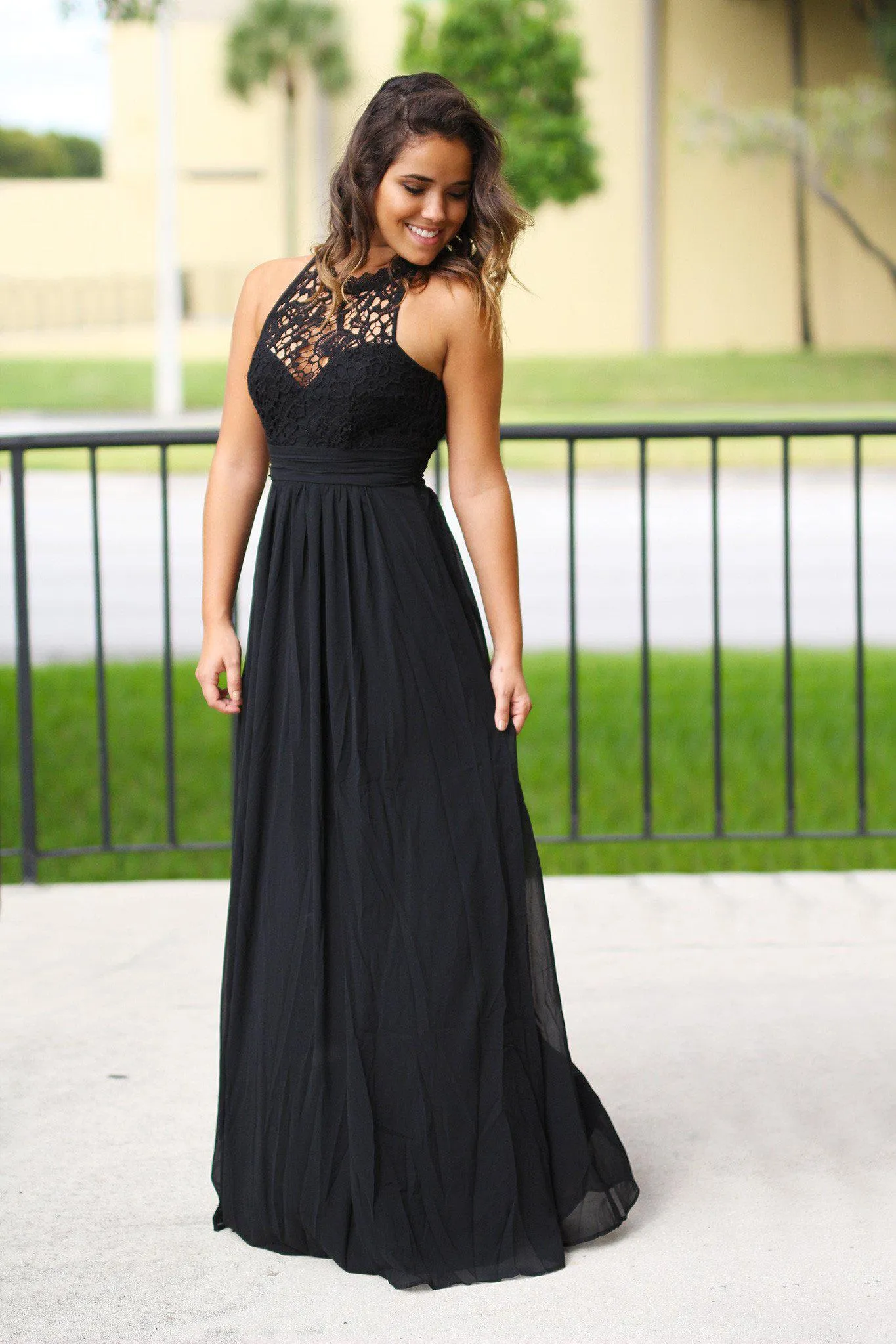 Black Crochet Maxi Dress