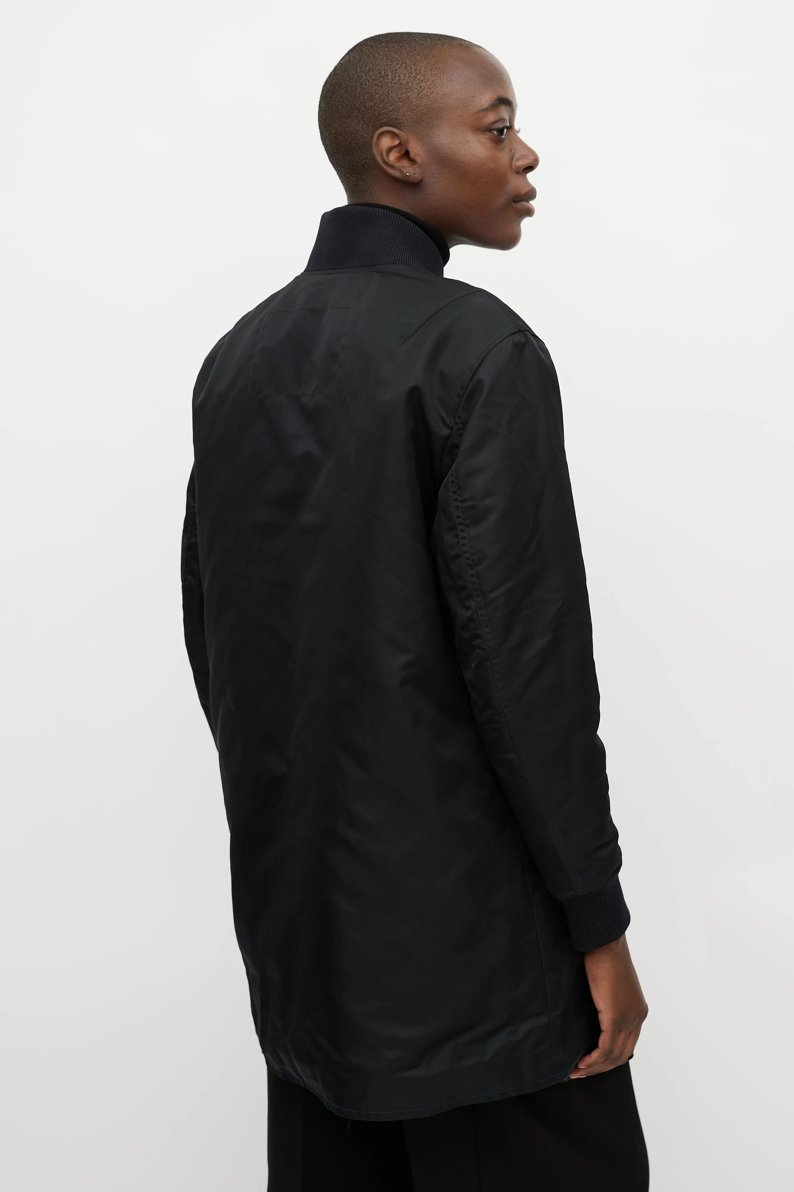 Black Nylon Two Pocket Coat