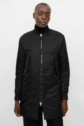 Black Nylon Two Pocket Coat