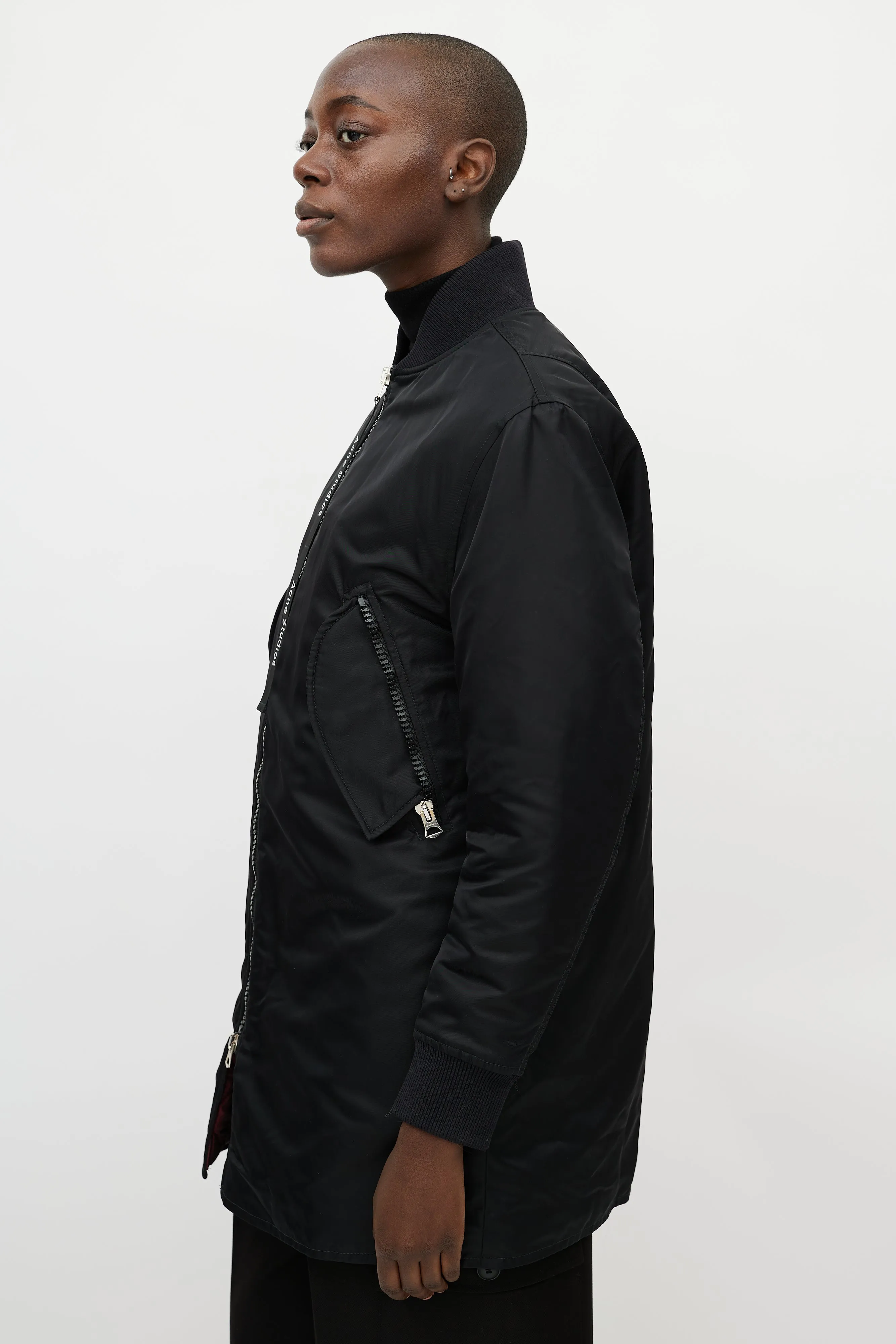 Black Nylon Two Pocket Coat