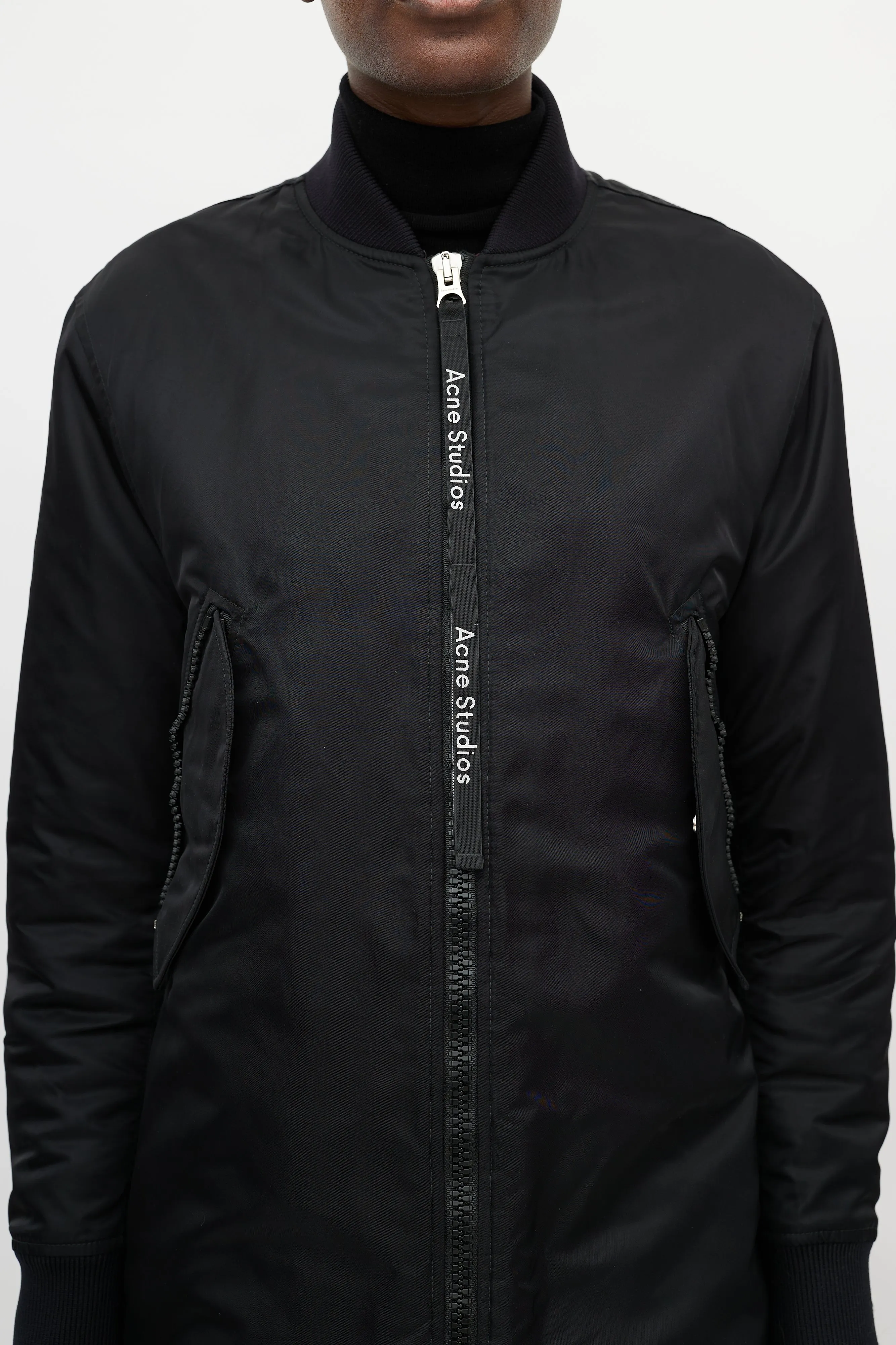 Black Nylon Two Pocket Coat