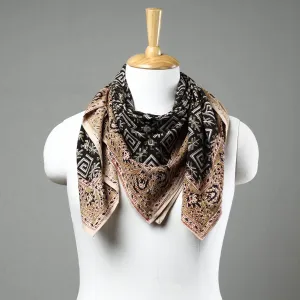 Black - Pedana Kalamkari Block Printed Natural Dyed Cotton Scarf 20