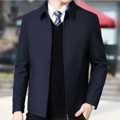 Brand Business Men's Jacket Casual Coats Turn down Collar Zipper Simple Middle-Aged Elderly Men Dad clothes Office Outerwear men