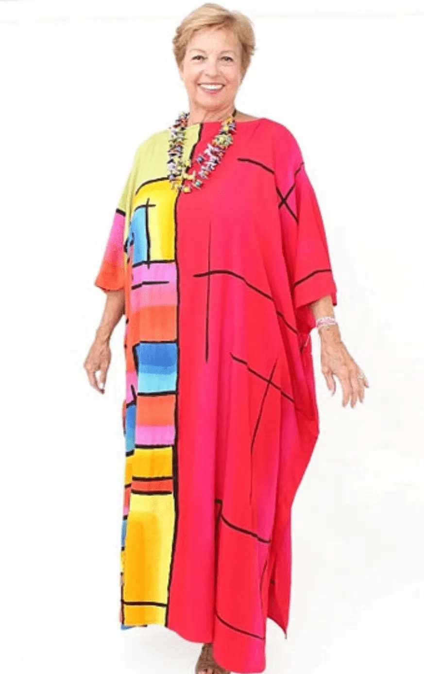 Bright Color Blocks Kaftan