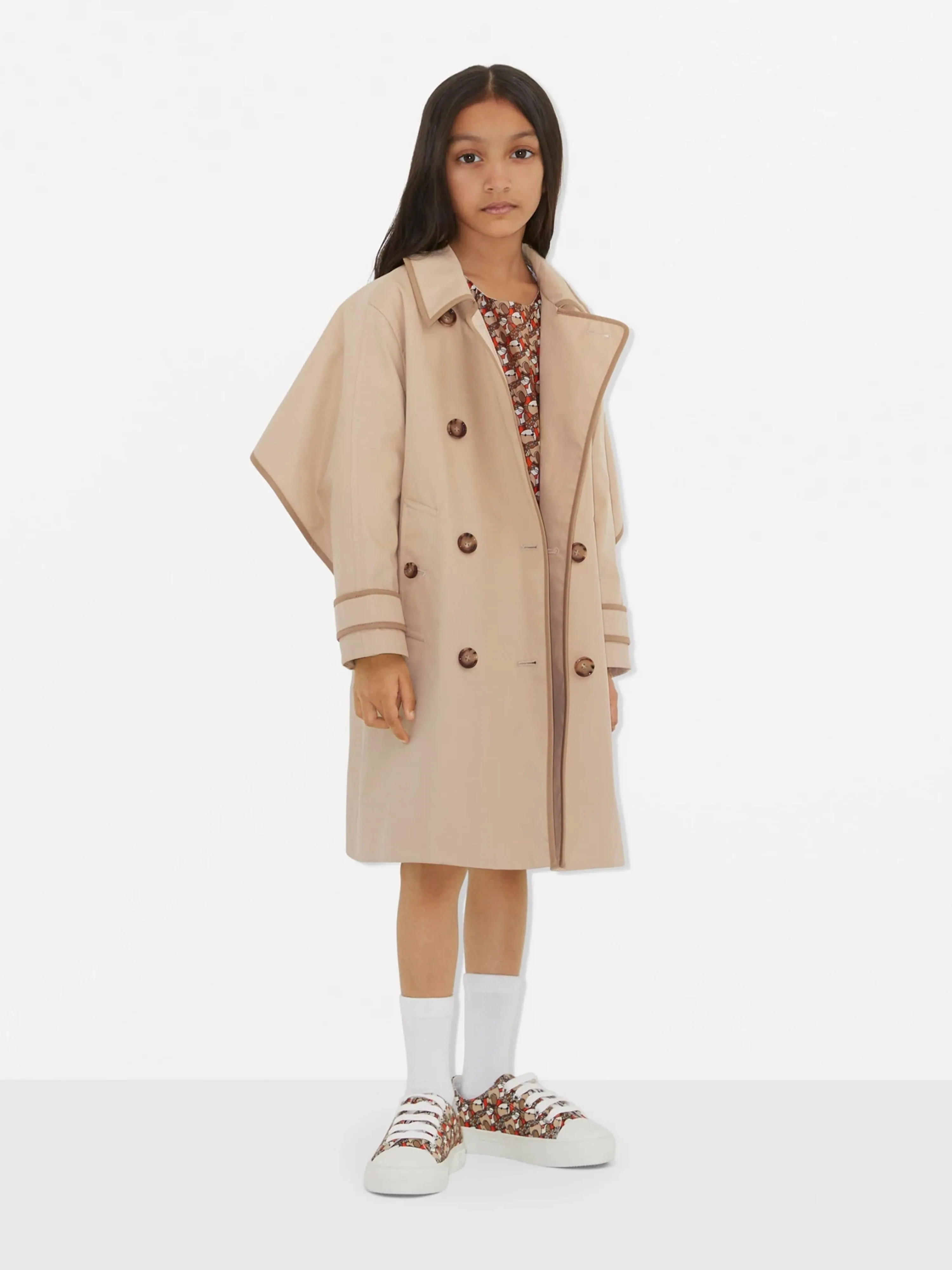 Burberry Girls Millicent Long Coat in Soft Fawn