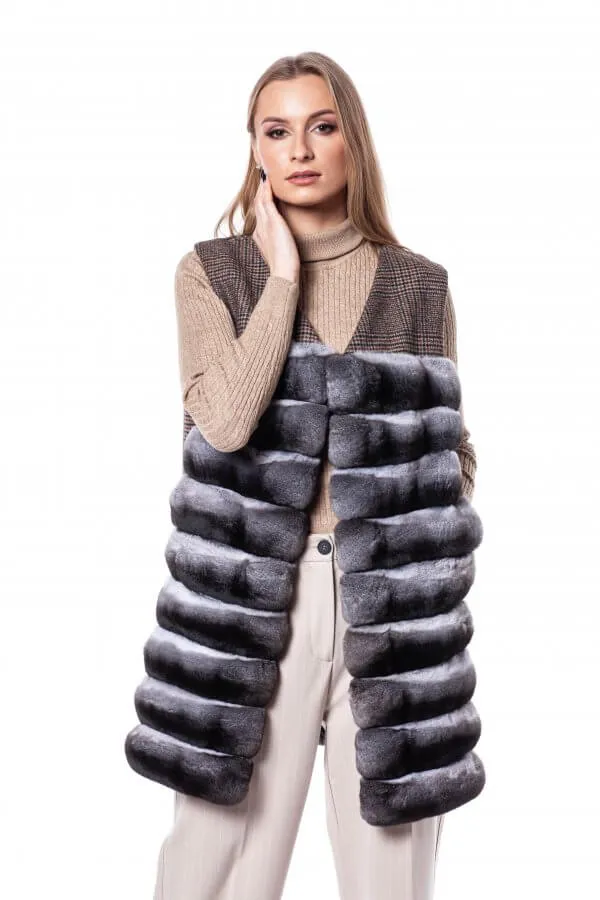 Chinchilla Fur Gilet With Wool