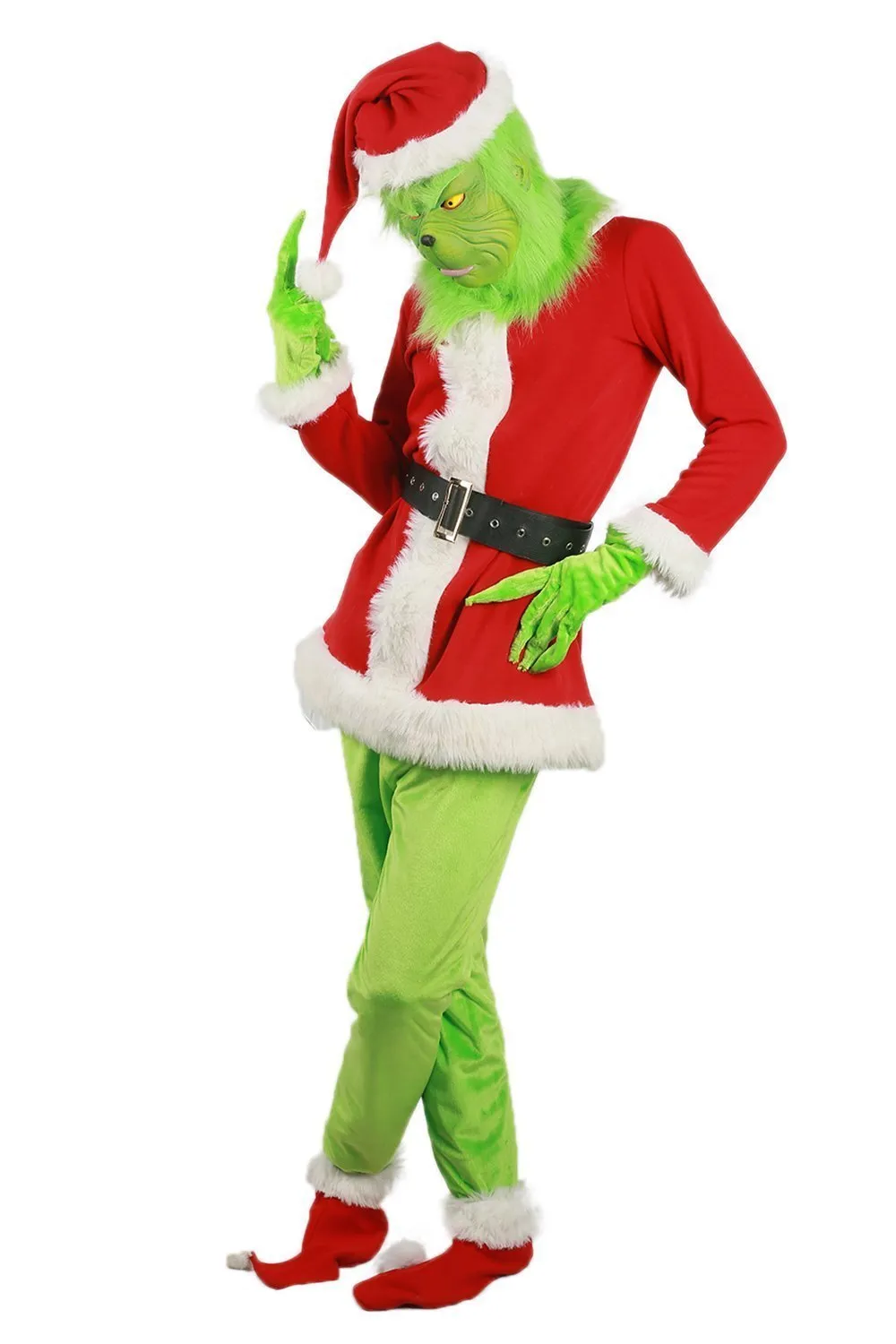 Christmas The Grinch Cosplay Costumes Party Performance Furry Santa Suit